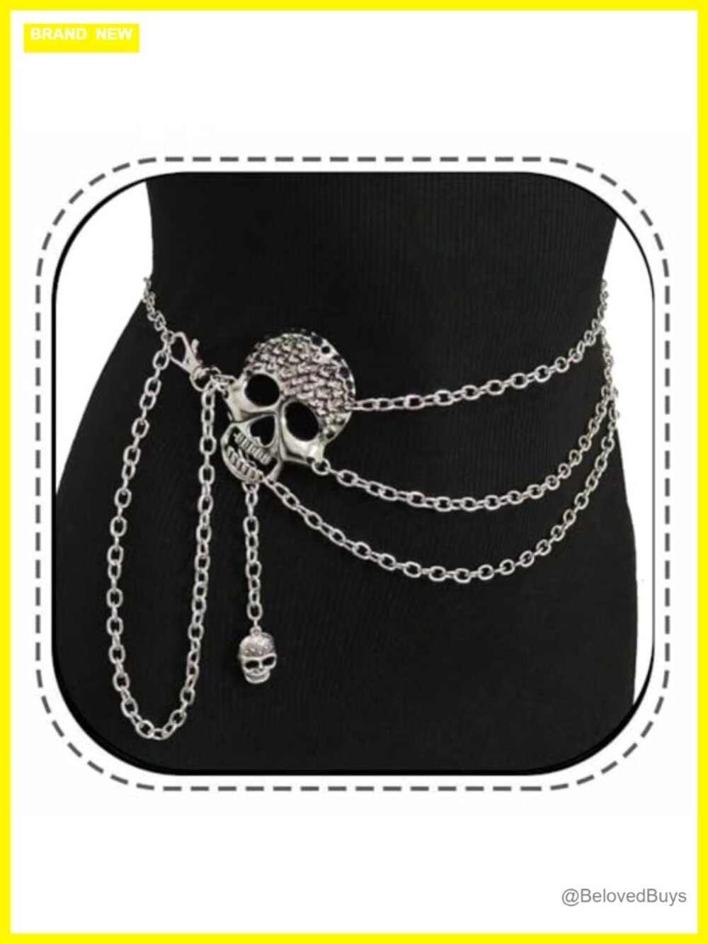 Skull Layered Waist Chain Belt Punk Gothic Crossover Body Chain